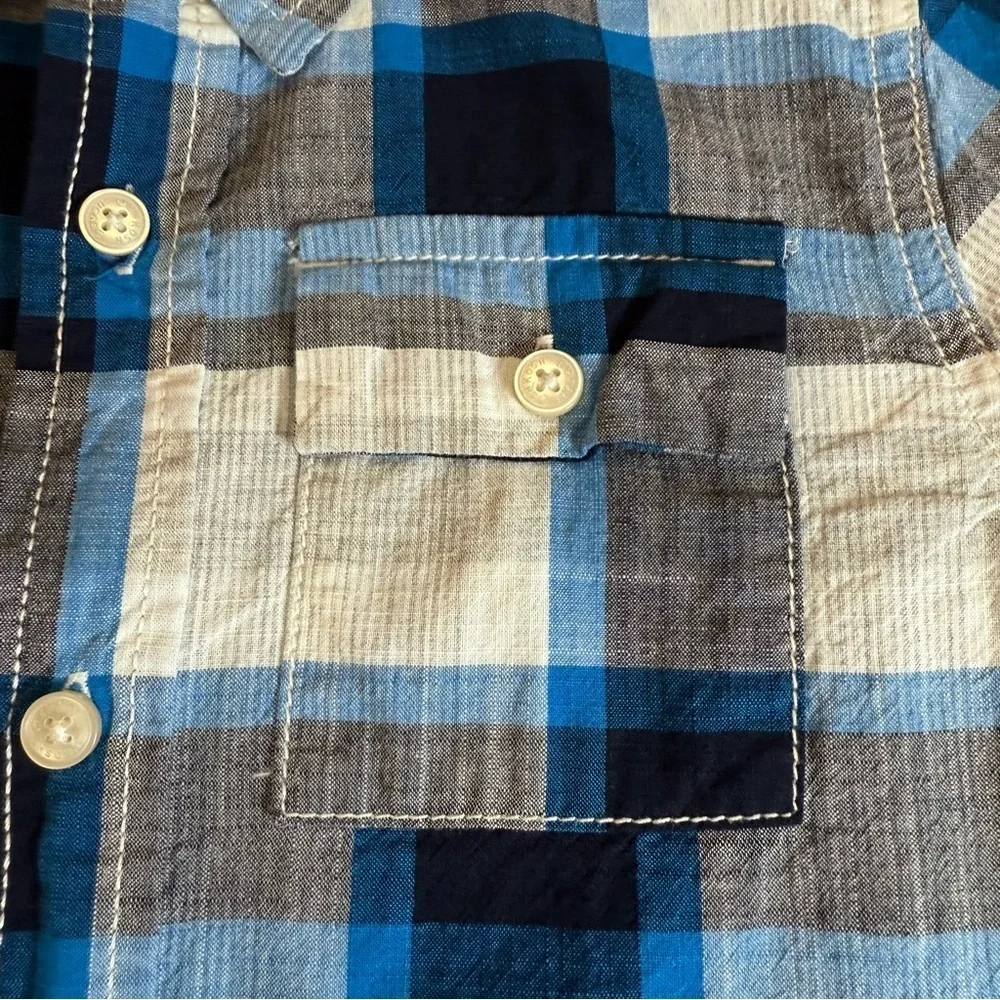 OshKosh B'gosh Blue and Gray Plaid Button Down Shirt